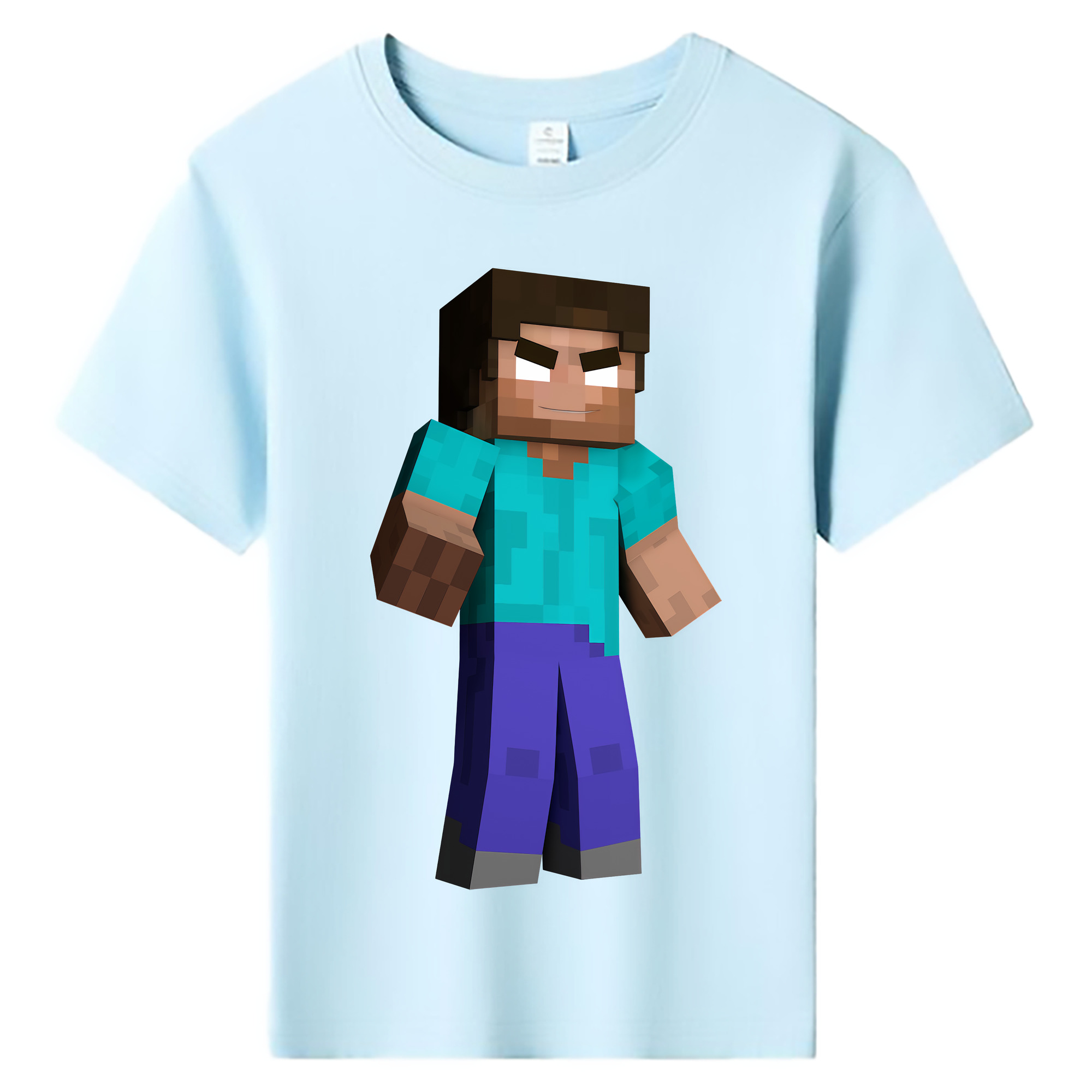 （画像用） マインクラフト ブロックの世界 Minecraft MC Block world 綿100％キッズTシャツ（フロントプリント）
